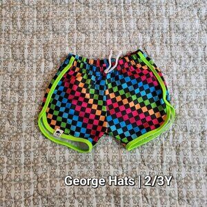 George Hats | Neon Check Swim Trunks